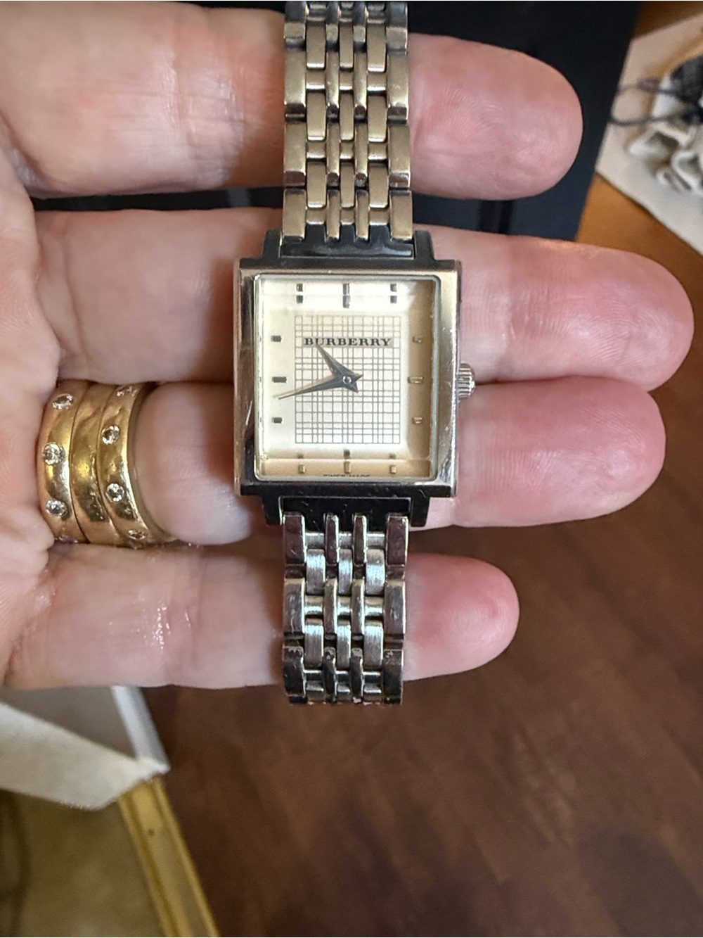 Burberry Silver women’s Square Watch with Cream Dial
